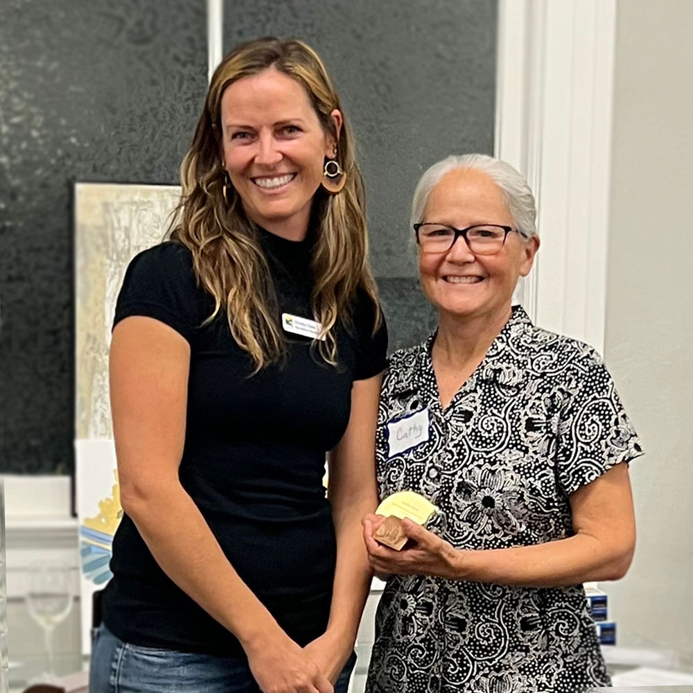 Cathy Scott, 2025 Land Steward of the Year, with PLT Recreation Manager Christy Claes